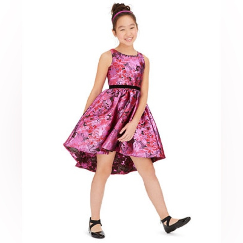 Rare Editions Pink and Black Floral Kids Dress Size 10